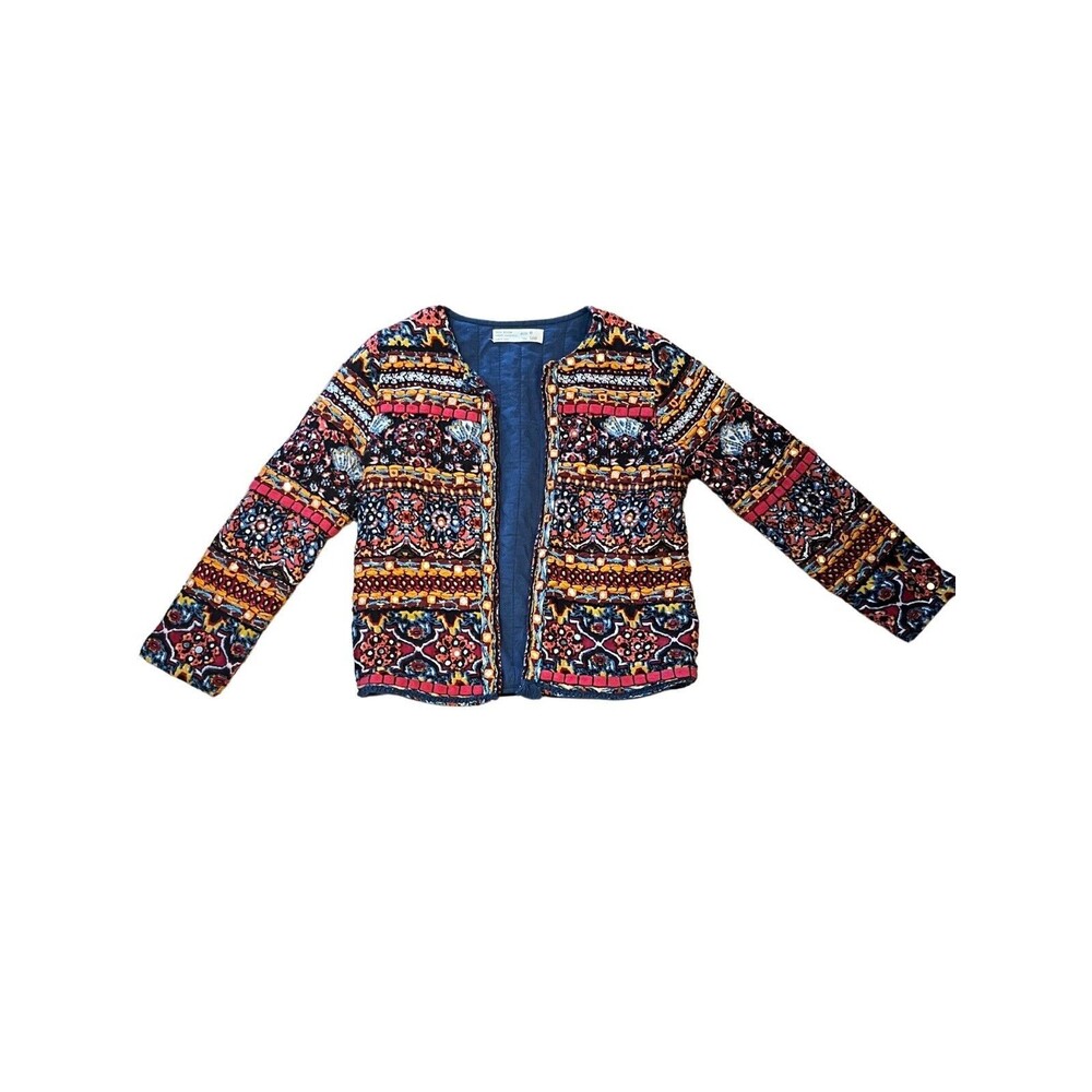 Rare Zara Girls Embroidered Tapestry Jacket Size 8 Made In India